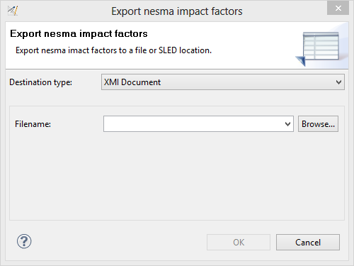 NESMA Impact Factor Export Dialog