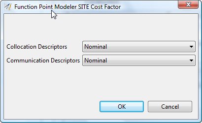 SITE Cost Factor Dialog
