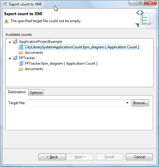 Select Count for XMI Export