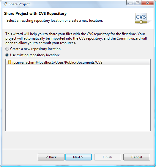 Select CVS Team repository