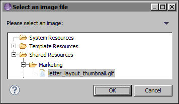 Figure 20-7 Choosing a thumbnail image from shared resources