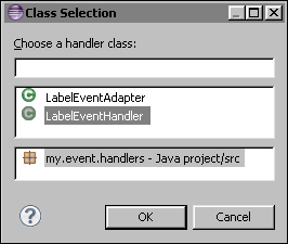 Figure 24-8 Selecting the event handler class
