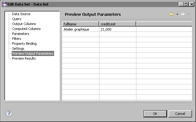 Figure 3-5 Previewing output parameter values