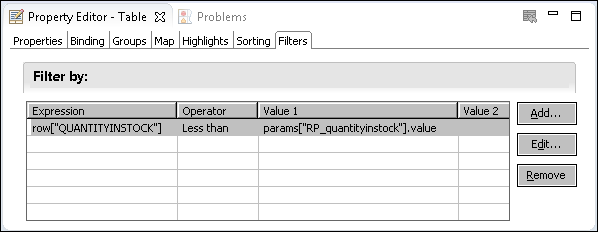 Figure 12-7 Filter condition set to a report parameter