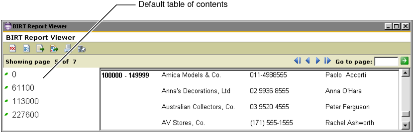 Figure 8-29 Select a value in the table of contents to view the corresponding data