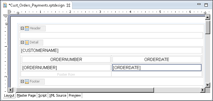 Figure 13-13 Report design including the orders subreport