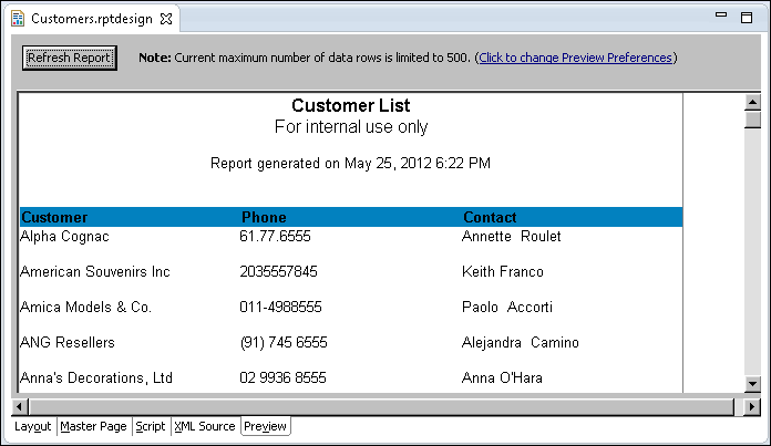 Figure 1-35 Report preview showing formatted report title