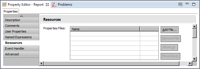 Figure 21-2 Property Editor displaying the Resources page