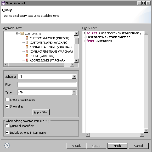 Figure 13-2 Query for Customers data set