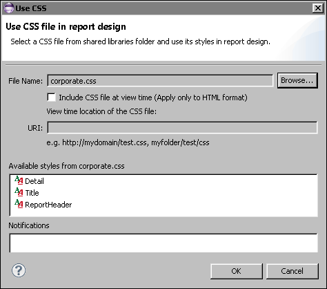 Figure 7-9 Use CSS showing the selected CSS file and its styles