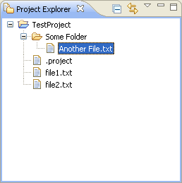 Picture of Project Explorer view showing a simple hierarchy (project, folders, files)