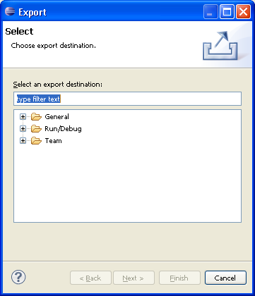 Export selection page