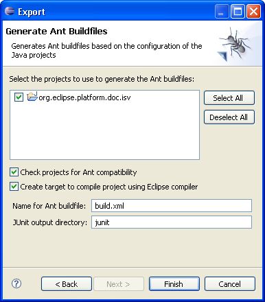 ant buildfile export