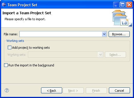 Team project set import dialog