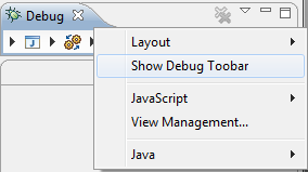 Debug view toolbar action