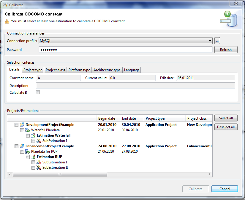 Calibrate COCOMO